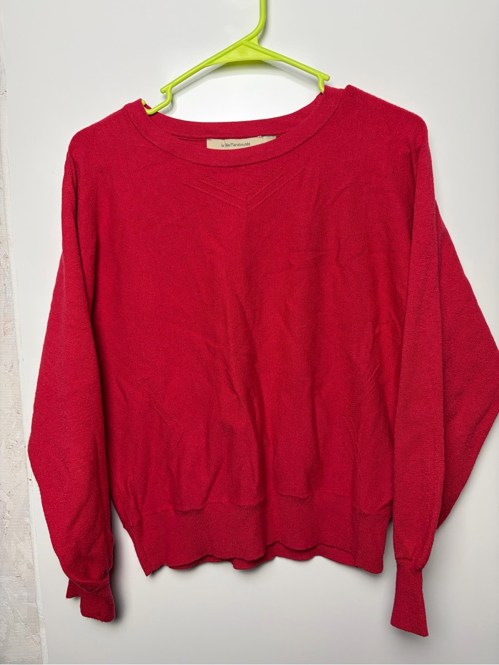 La Fee Maraboutee red pullover sweater sz M